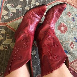 Nine West Red Leather Cowboy Western Boots Size 10